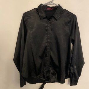 Bottom Tie Silky Blouse